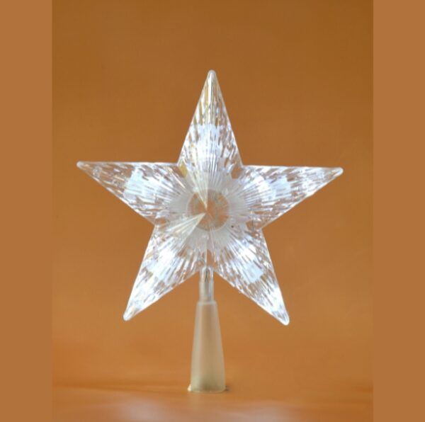 Cimier Étoile LED Blanc Chaud Pour Sapin De Noël - PVC Argenté, 18x20x15 Cm, IP20, 31V