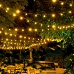 Réception de mariage illuminé par des guirlandes ginguettes Blachère Illumination