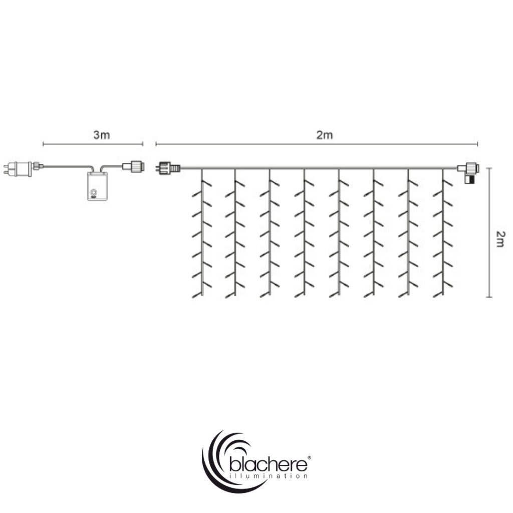 Guirlande LED Stalactites 8m - Blanc Pur, Effet Flash, IP44, Connectable, Pour Intérieur Et Extérieur
