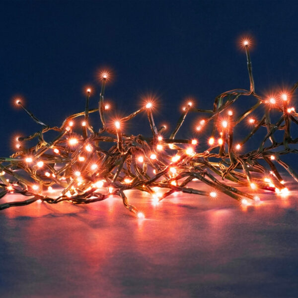 Guirlande LED Grappe Cuivre 8m - 600 LED Haute Densité, IP44 Pour Intérieur Et Extérieur, Ambiance Fête