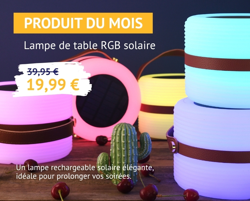 Lampe de table nomade – Multicolore – ☀️Solaire /🔌USB